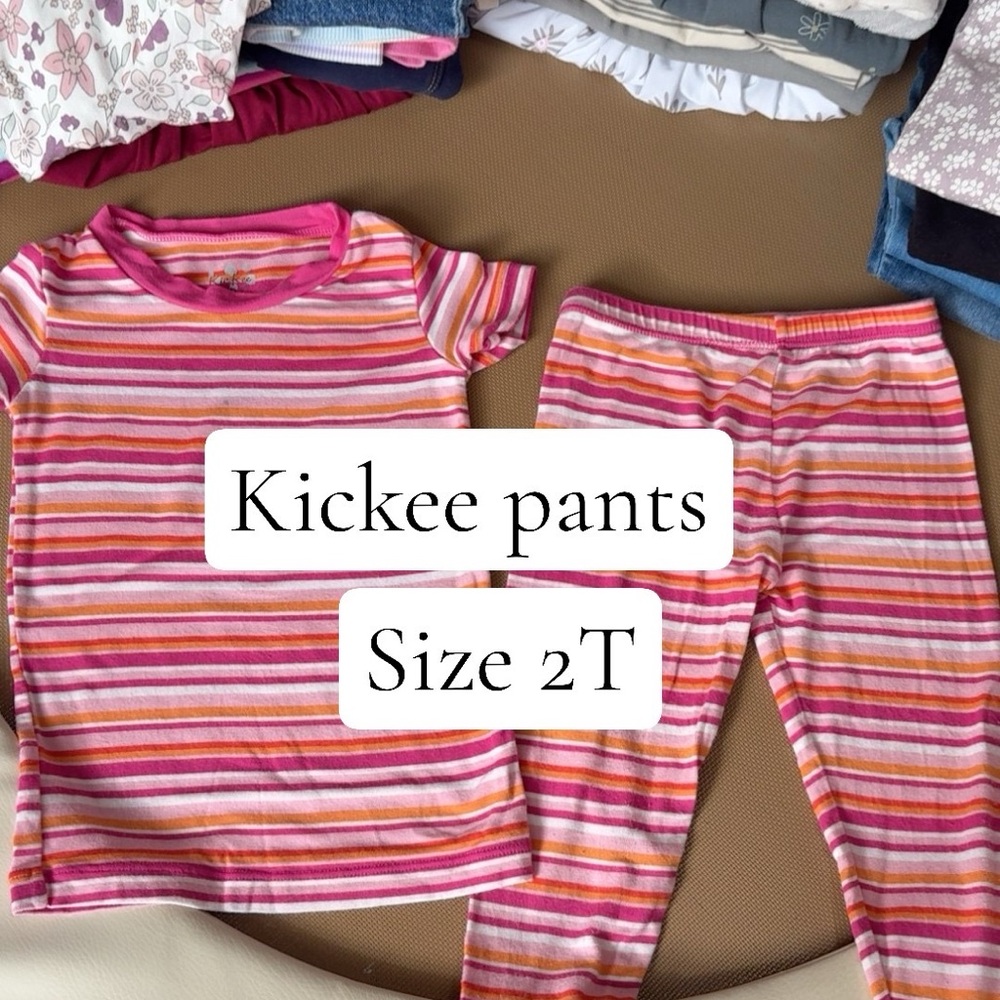 Kickee Pants Pink Orange Stripe Kids Pajama Set